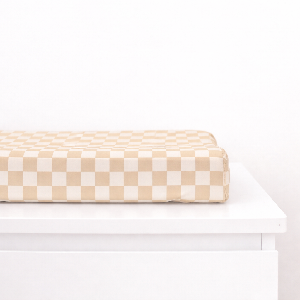 Butter Yellow Checkered Changing Pad Cover