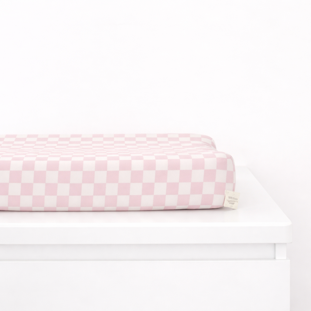 Pink Sugar Checkered Changing Pad Cover
