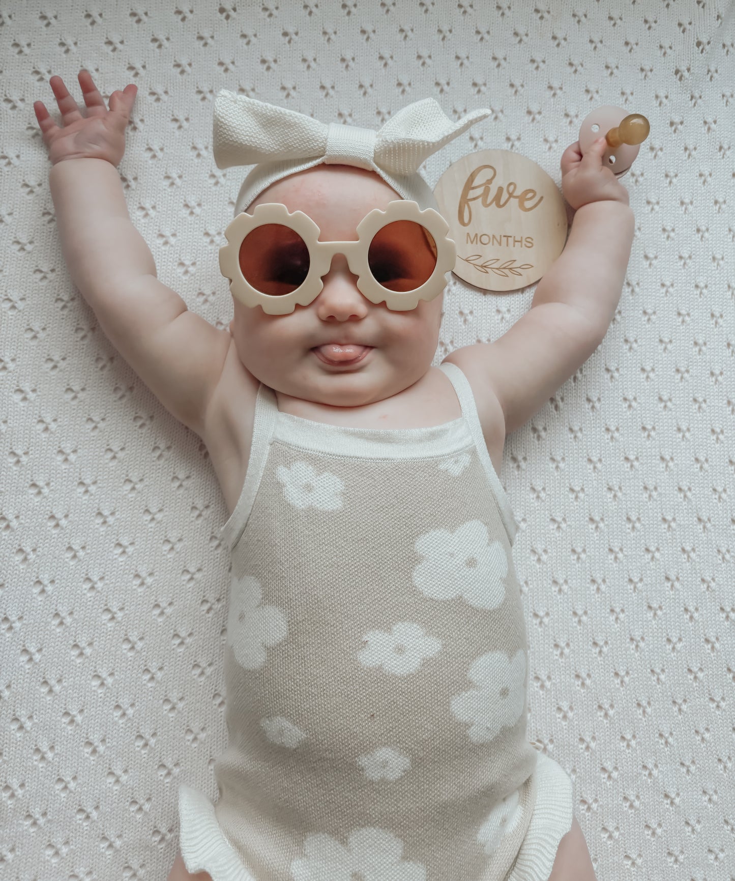 Vanilla White Baby Pointelle Knit Blanket