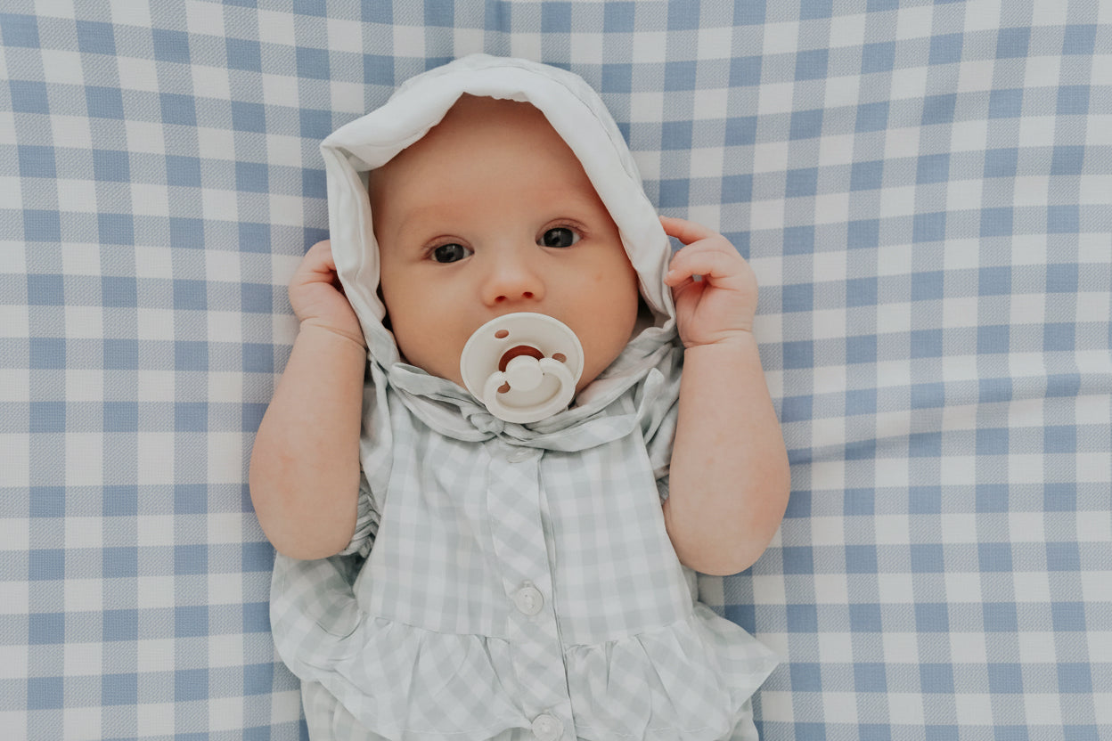Blue Gingham Ruffle Baby Lounger Cover