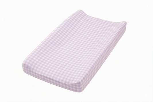 Purple Gingaham Changing Pad Cover