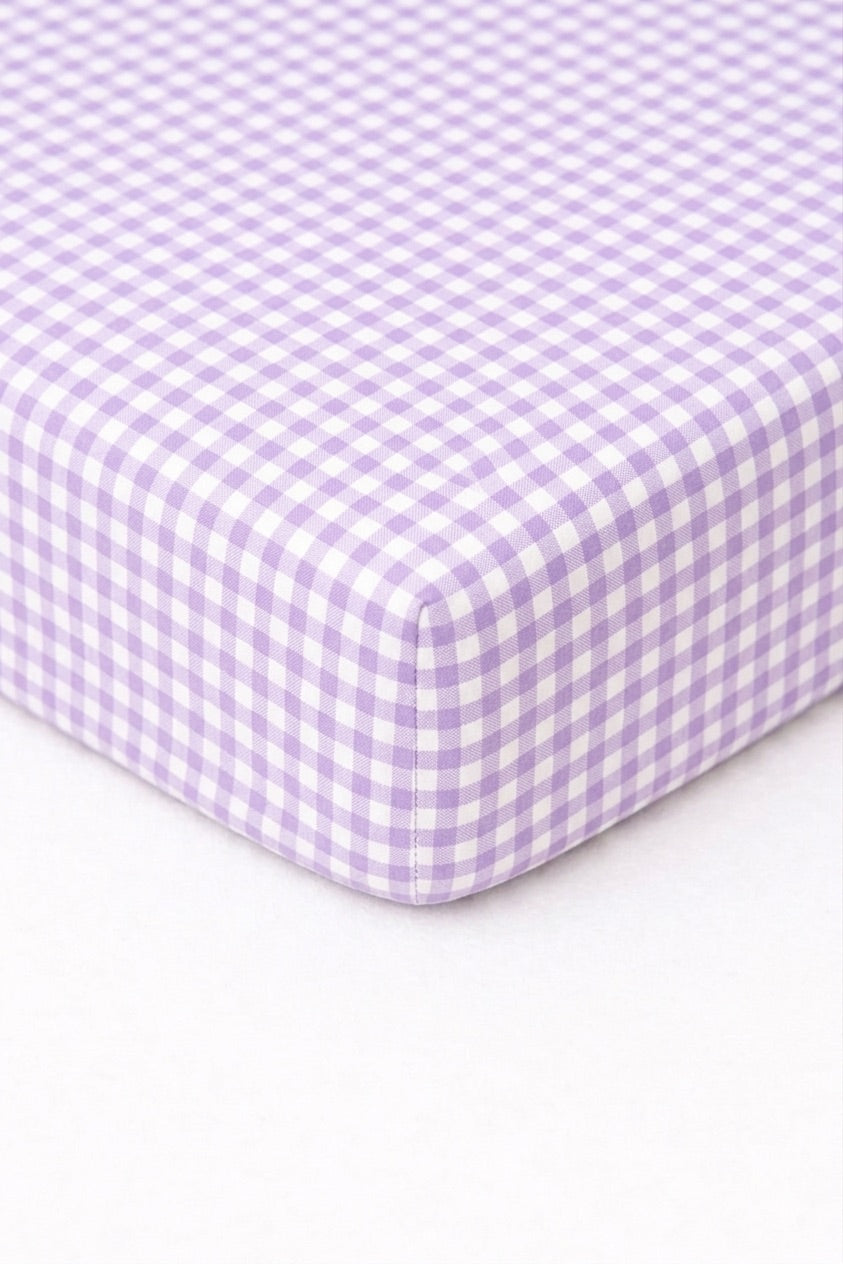 Purple Gingham Crib Sheet