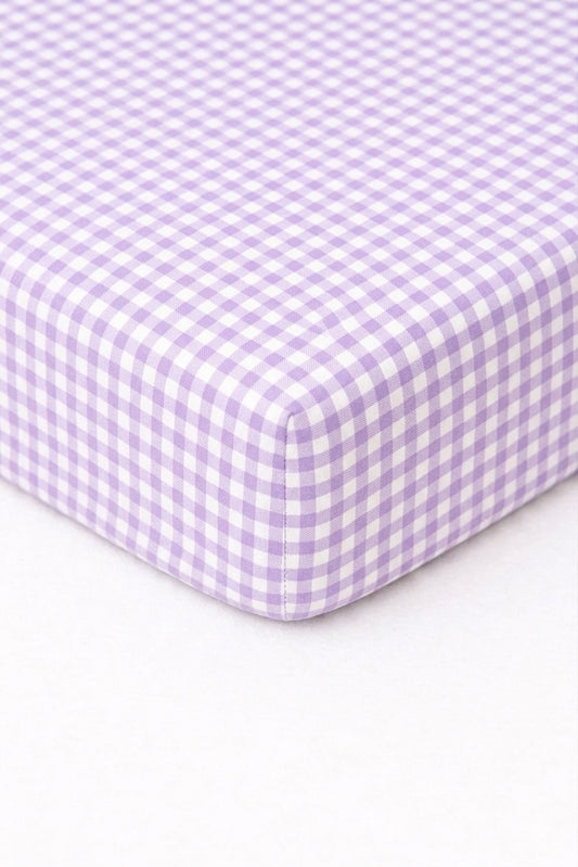 Purple Gingham Crib Sheet