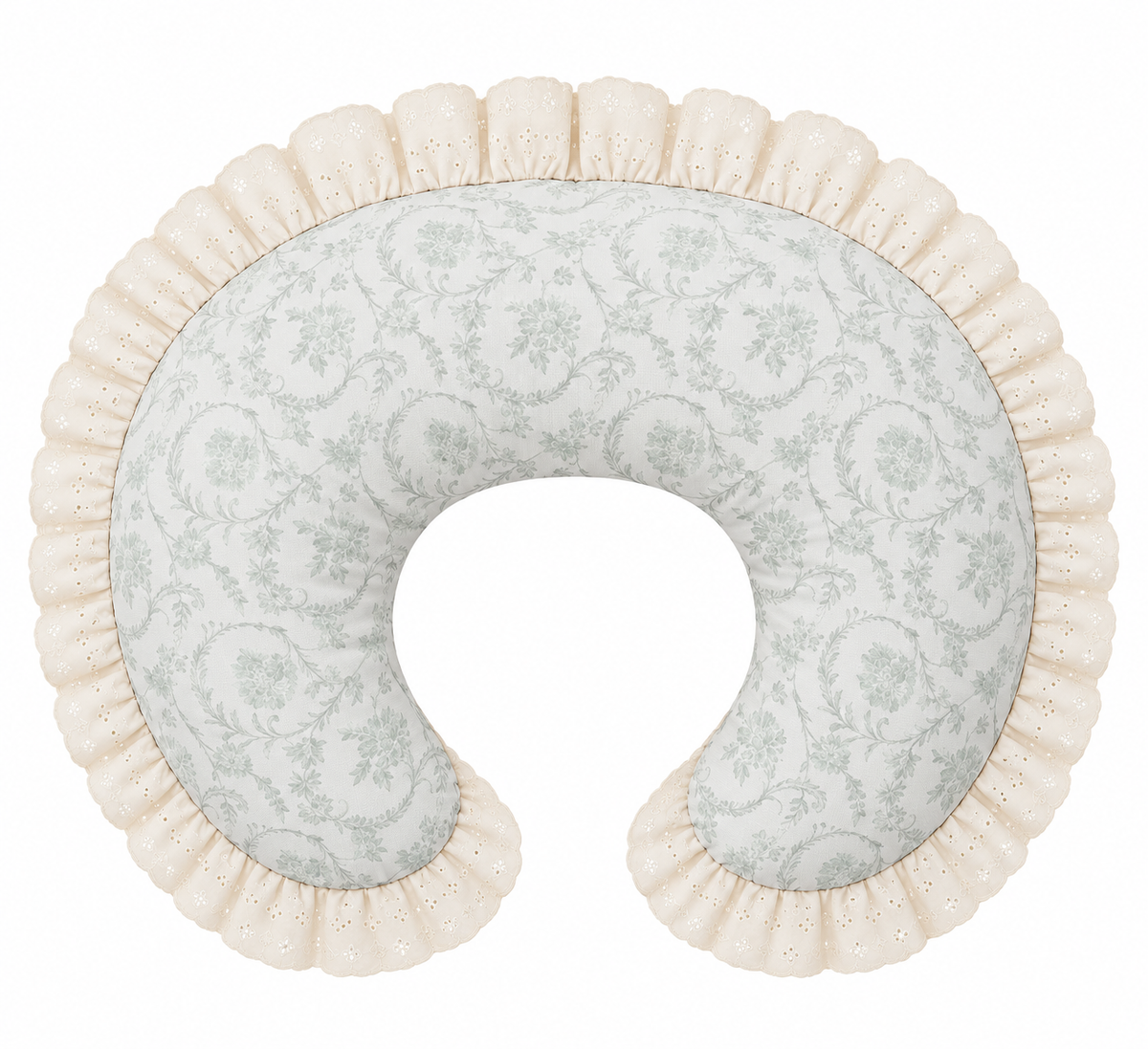 Ivory Eyelet Ruffle New Nursing Pillow Cover