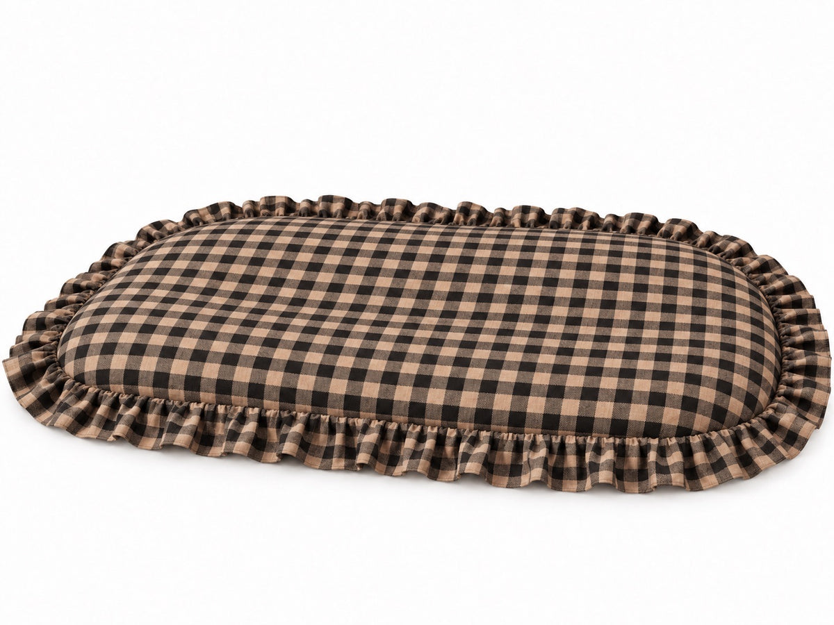 Brown Black Gingham Ruffle Baby Lounger Cover