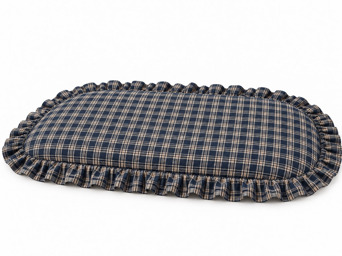 Blue Plaid Ruffle Baby Lounger Cover