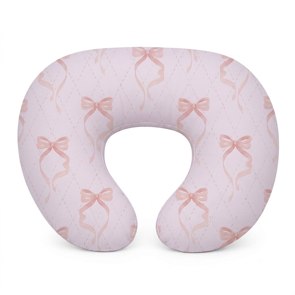 Pink Bow Ruffle Nursing Pillow Cover