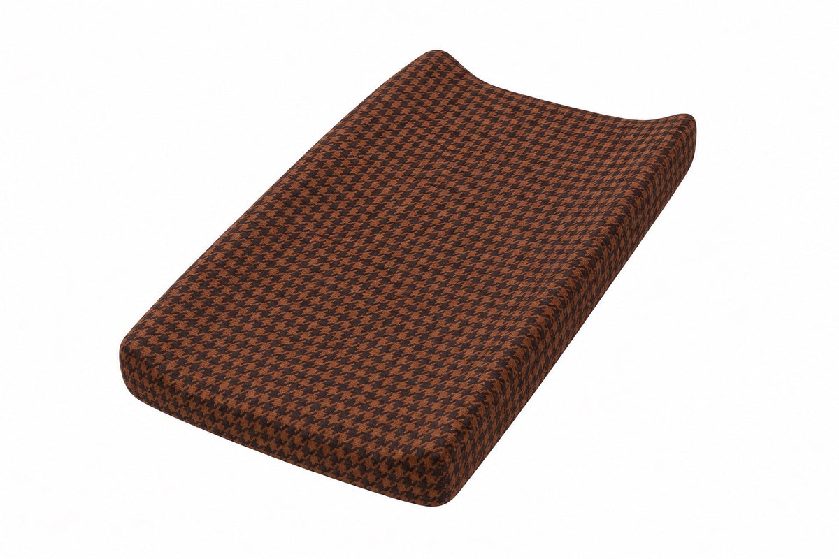 Brown Houndstooth Changing Pad Cover