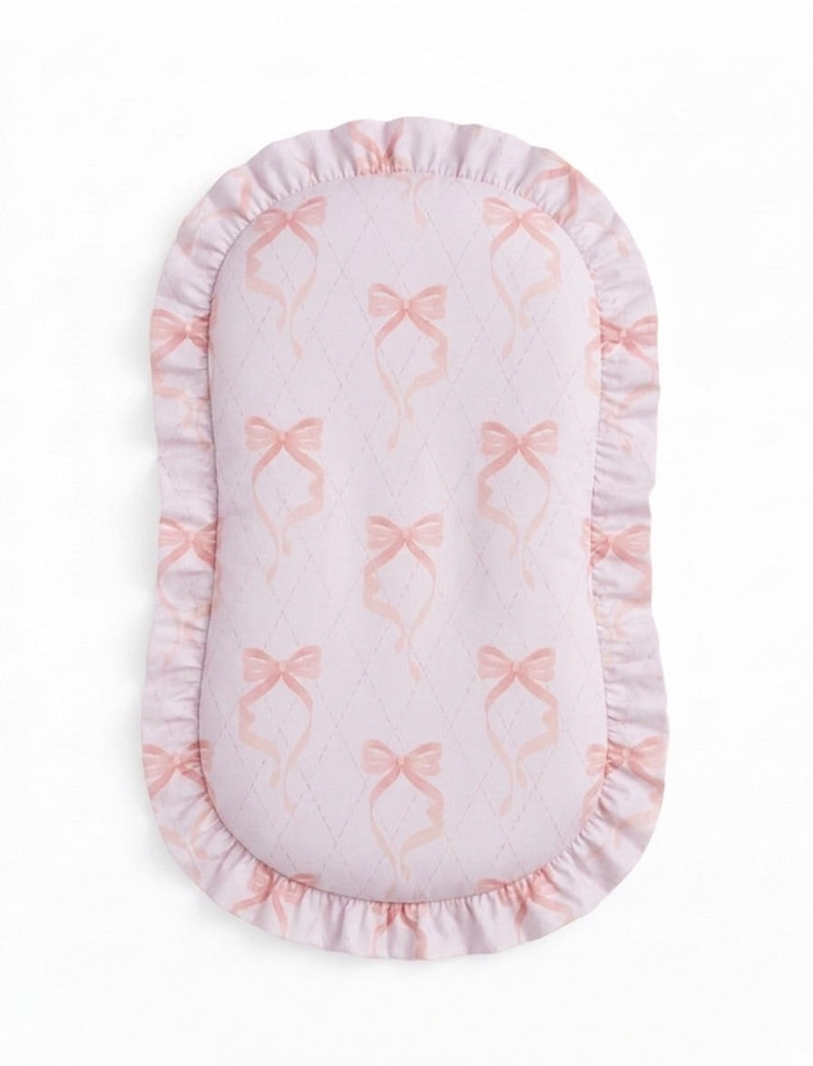 Pink Bow Ruffle Baby Lounger Cover