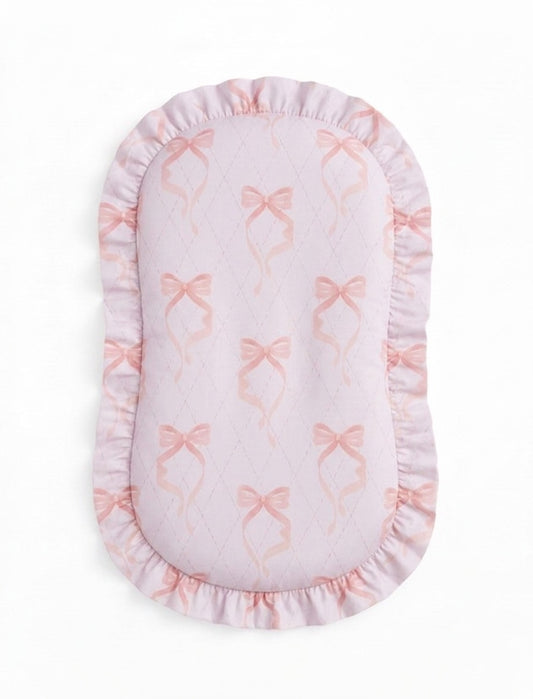 Pink Bow Ruffle Baby Lounger Cover