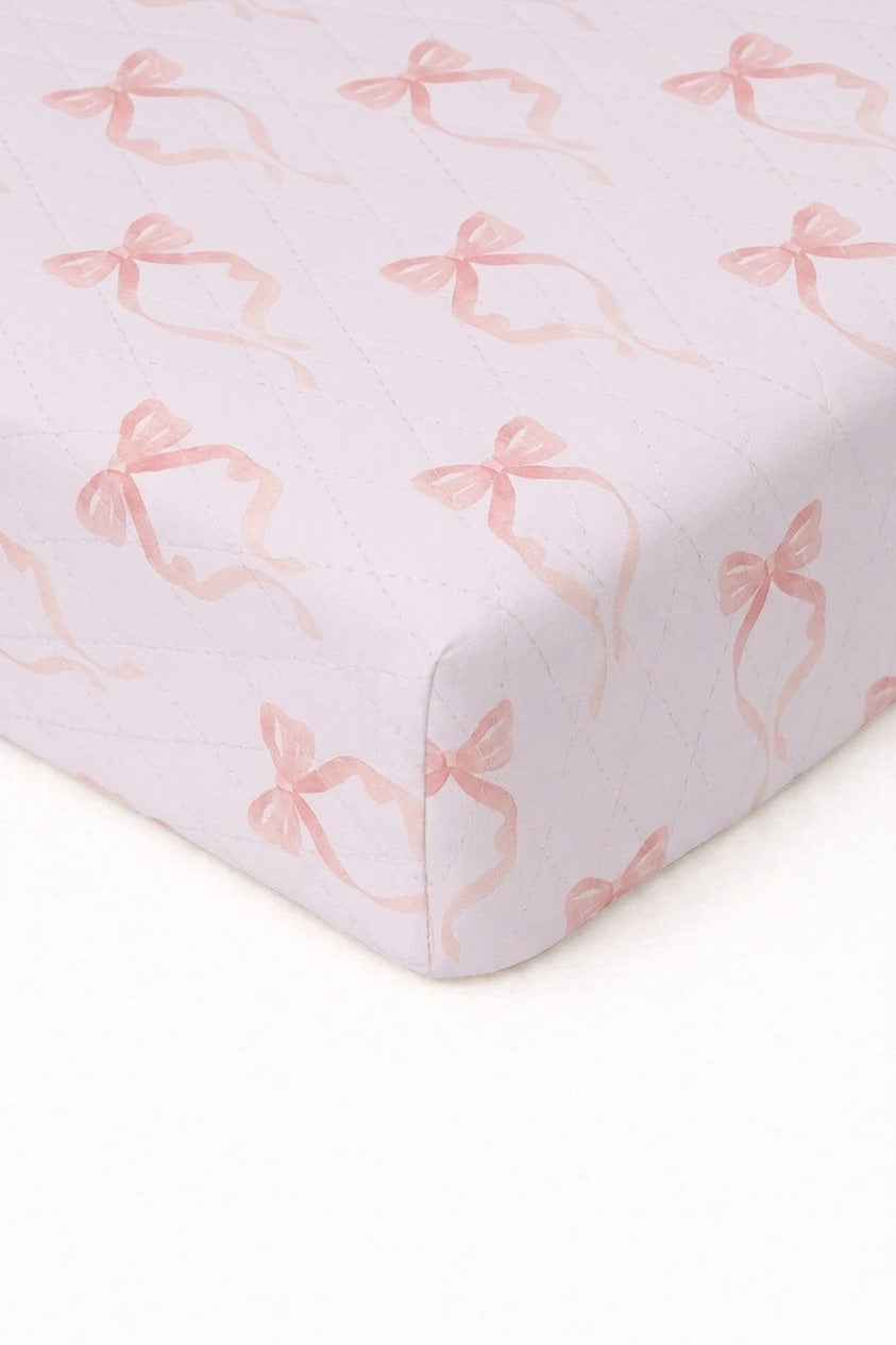 Pink Bow Crib Sheet