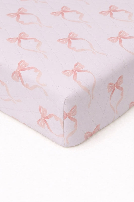 Pink Bow Crib Sheet