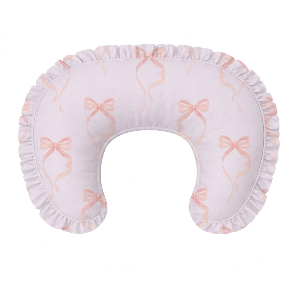 Pink Bow Ruffle Nursing Pillow Cover