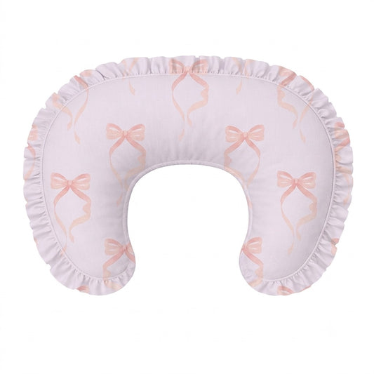 Pink Bow Ruffle Nursing Pillow Cover
