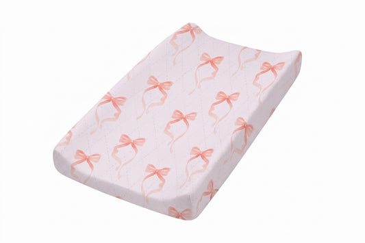 Pink Bow Changing Pad Cover