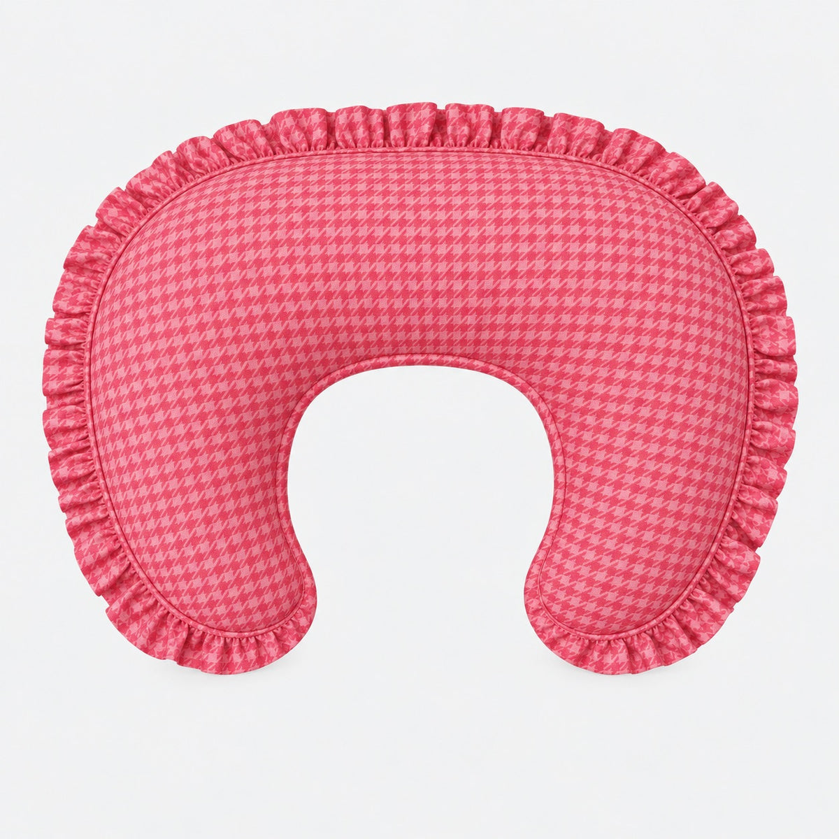 Pink Houndstooth Ruffle Nursing Pillow Cover