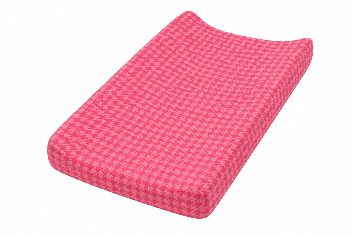 Pink Houndstooth Changing Pad Cover