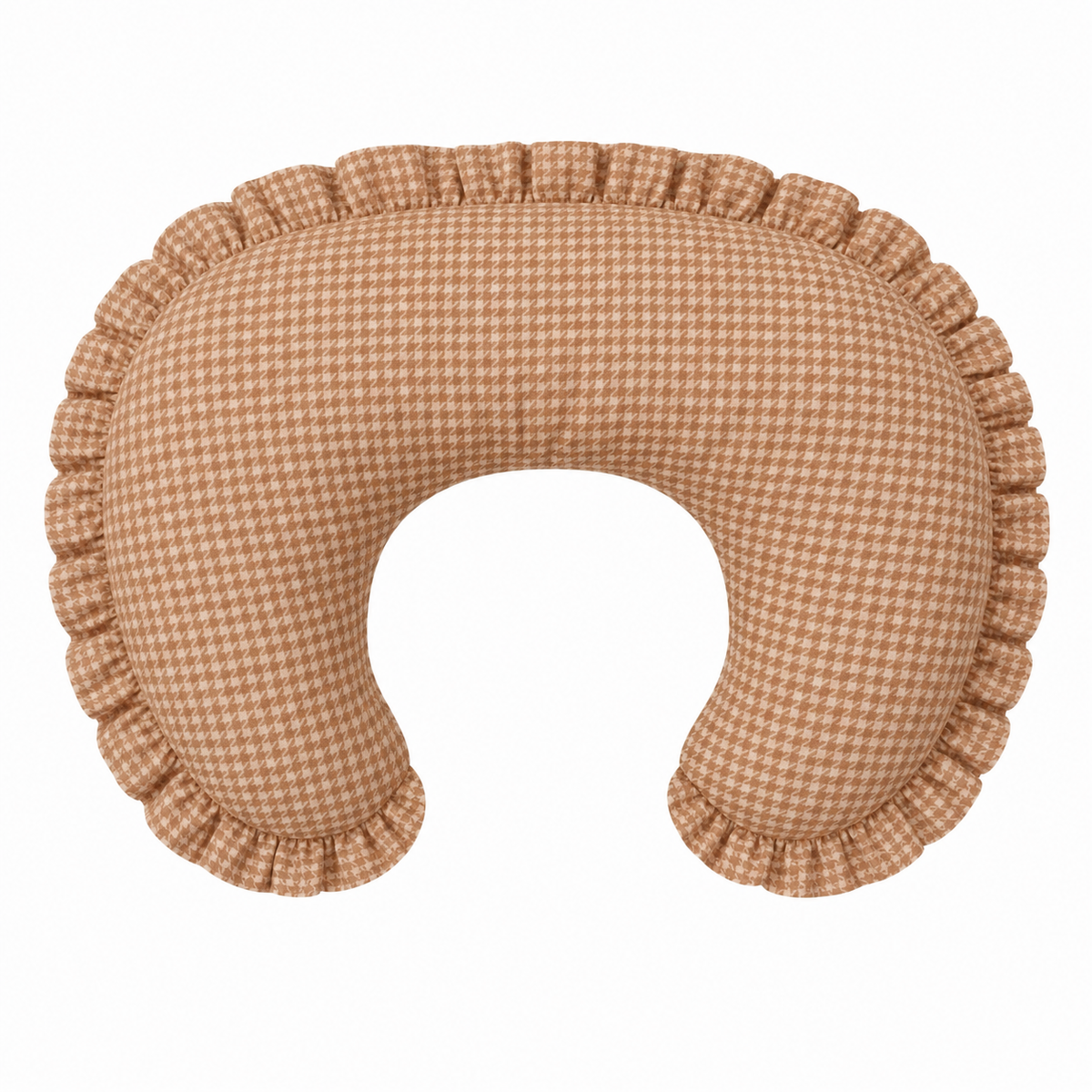 Tan Houndstooth Ruffle Nursing Pillow Cover