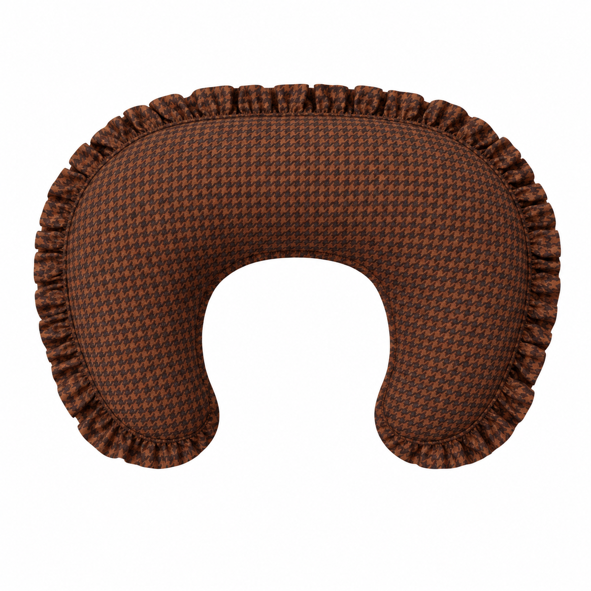 Brown Houndstooth Ruffle Nursing Pillow Cover