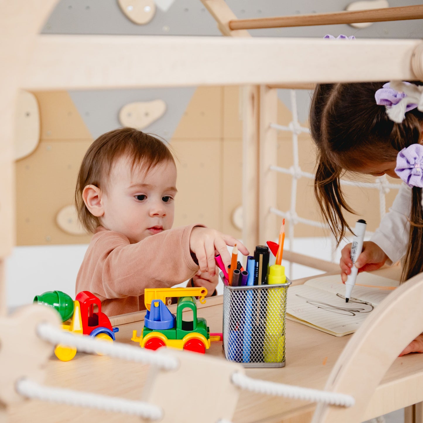 Wood and Hearts Wooden Toddler Climbing Playhouse, Ages 1–6