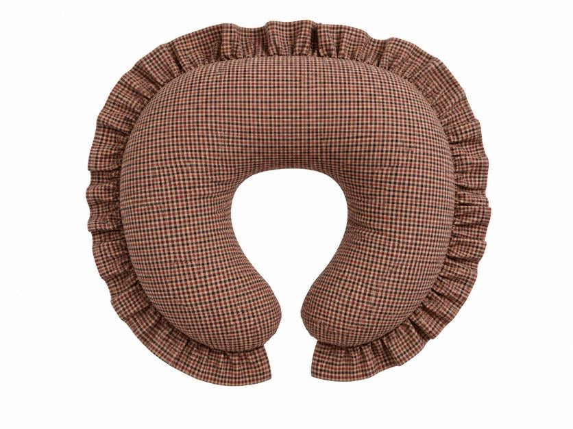 Red Plaid Ruffle Nursing Pillow Cover
