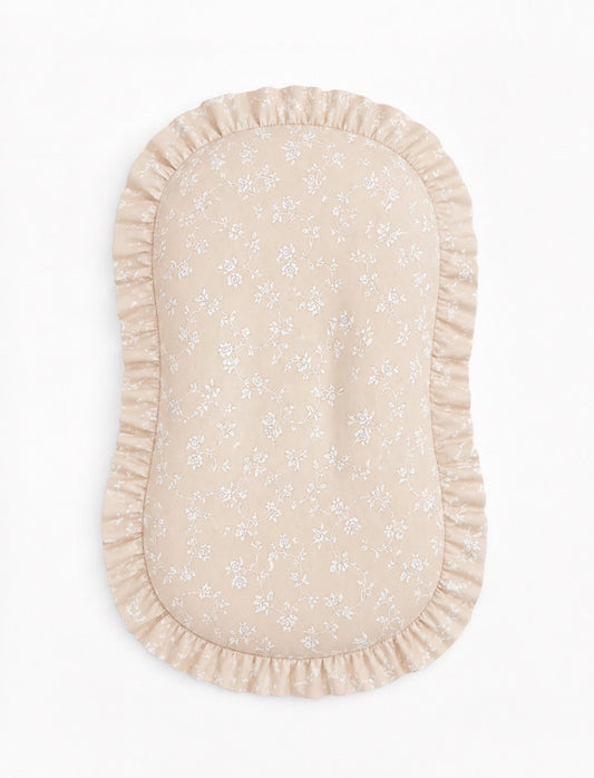Beige White Floral Baby Lounger Cover