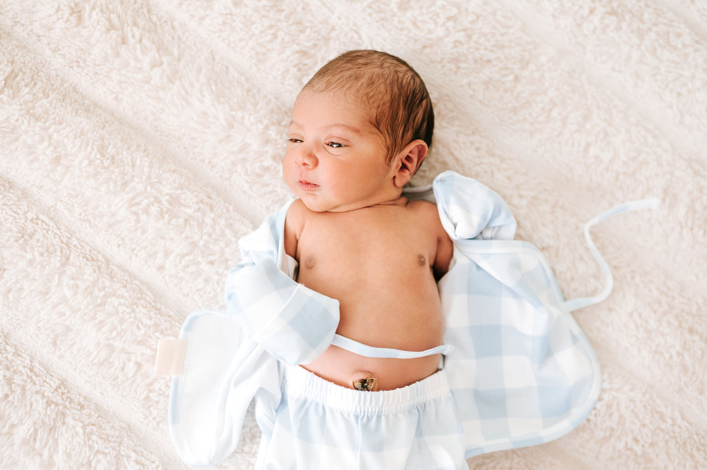 Heart2Heart Skin-to-Skin Onesie Dusty Blue Buffalo Check