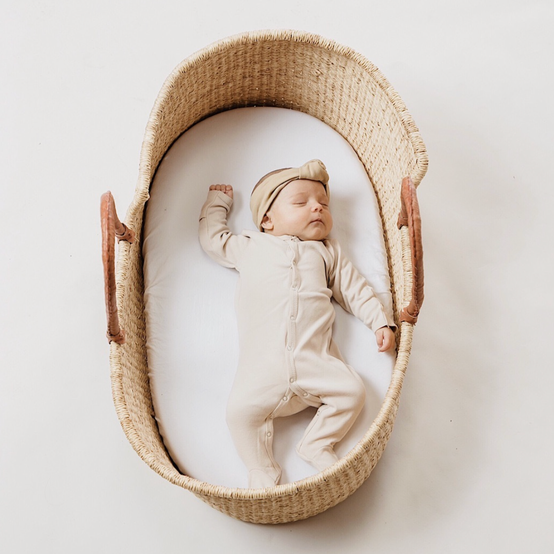 Cognac Handle Moses Basket