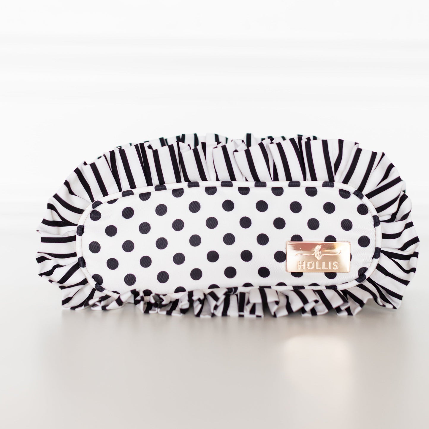 Black Polka Stripe Pencil Bag – Black & White Nylon Pouch | HOLLIS