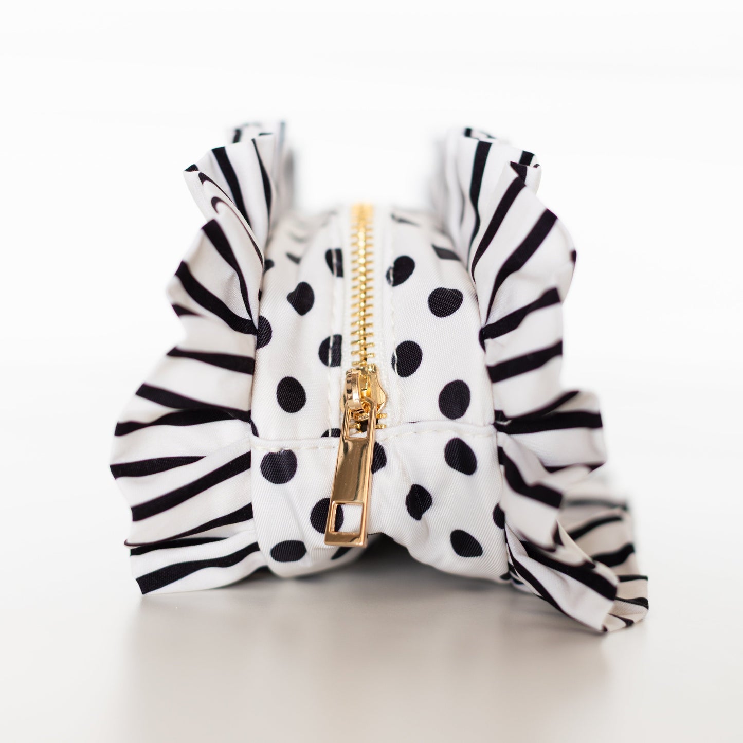 Black Polka Stripe Pencil Bag – Black & White Nylon Pouch | HOLLIS