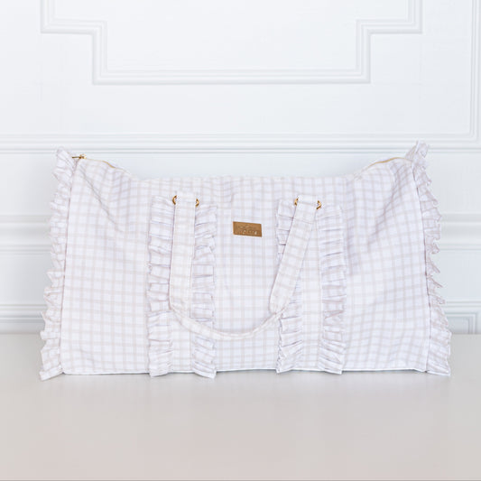 Nude Plaid Ruffled Nylon Weekender