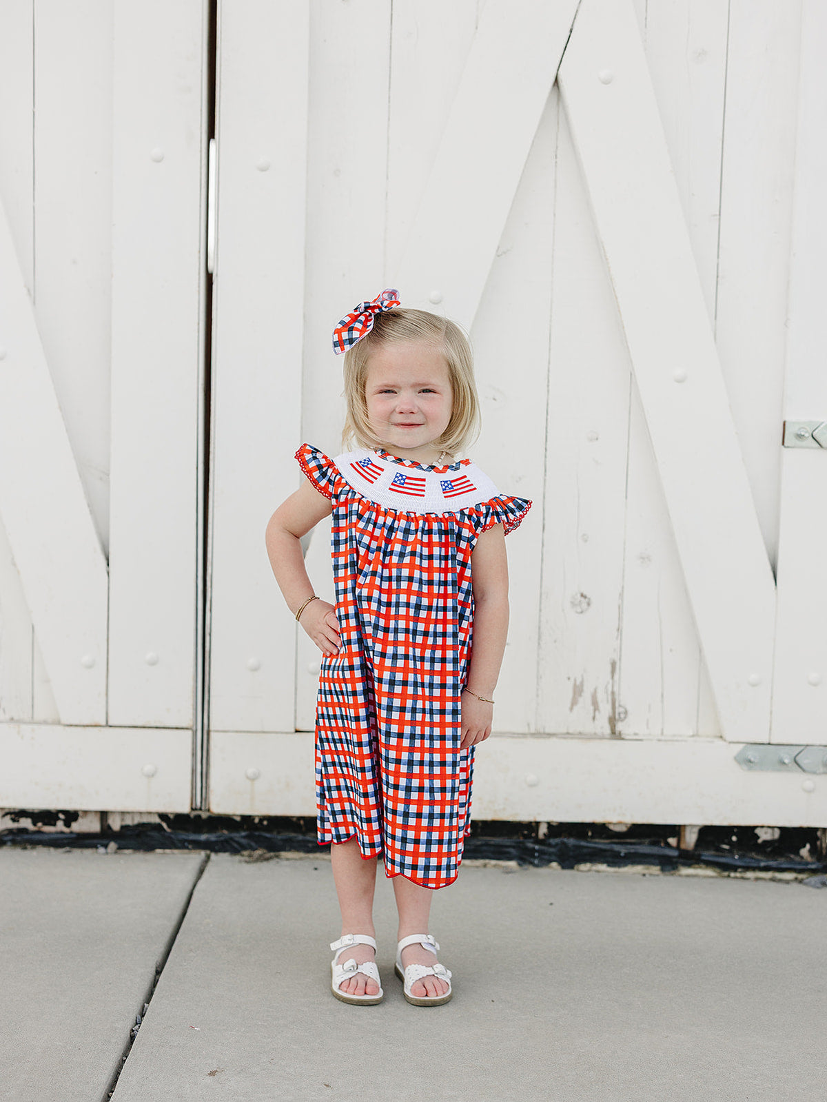 Flag Smocked Plaid Dress