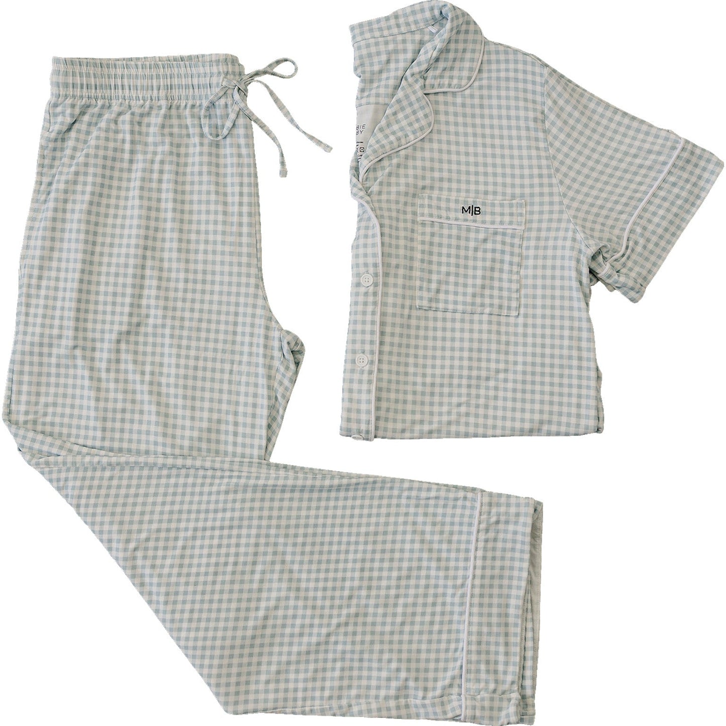 Women's Light Blue Gingham Lounge Set