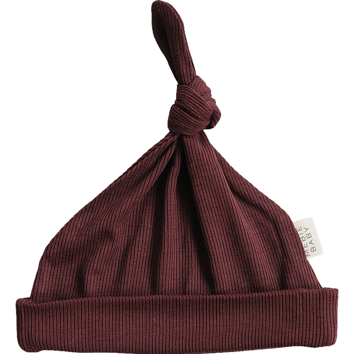 Burgundy Ribbed Bamboo Newborn Knot Hat