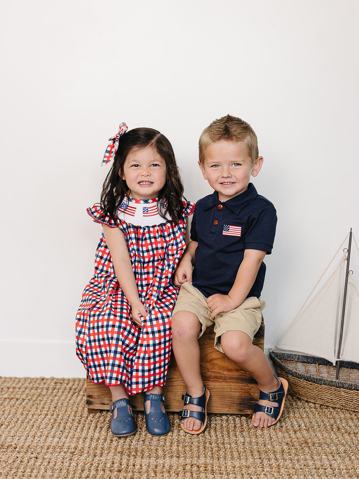 Flag Smocked Plaid Dress