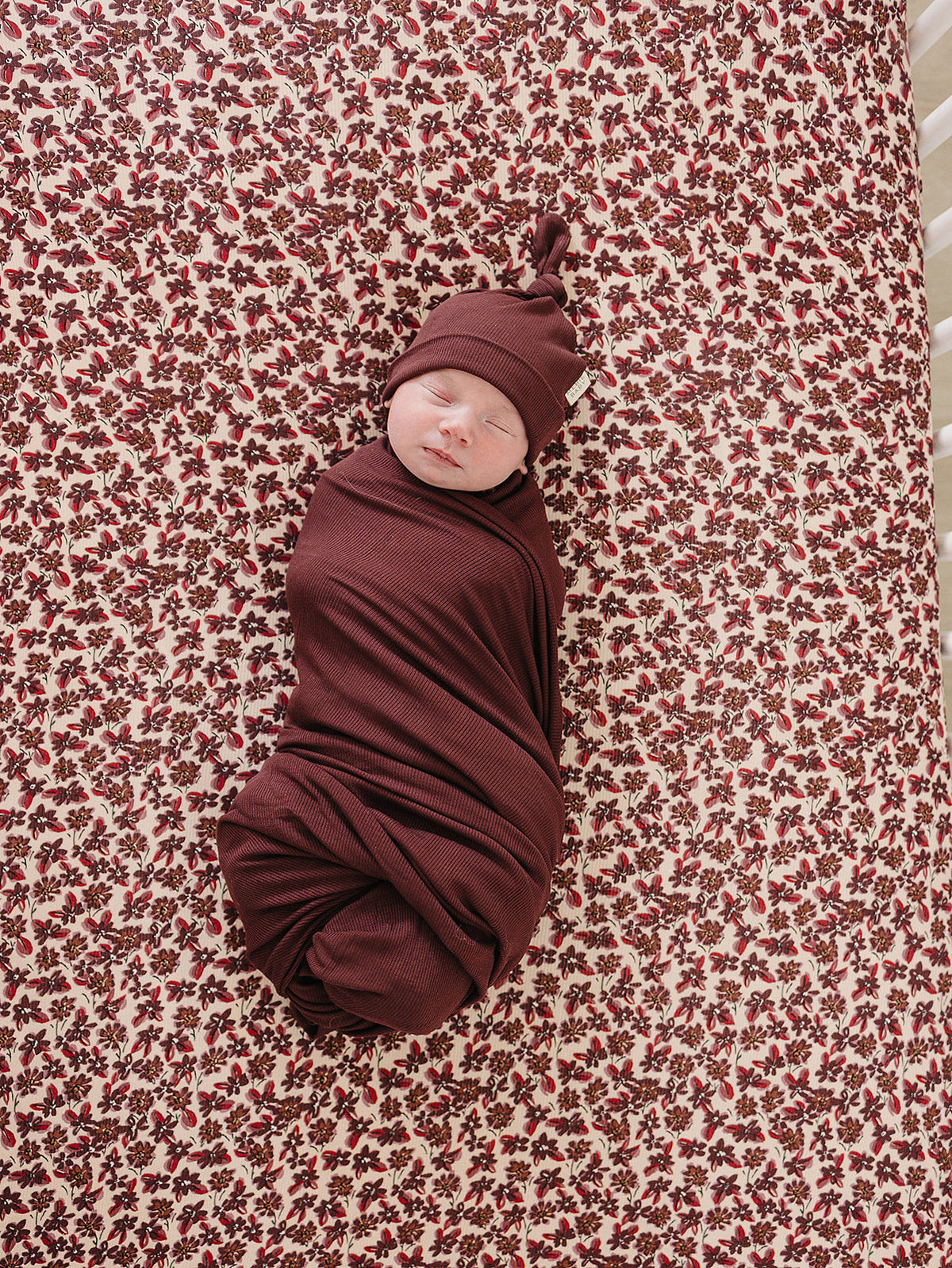 Burgundy Ribbed Bamboo Newborn Knot Hat