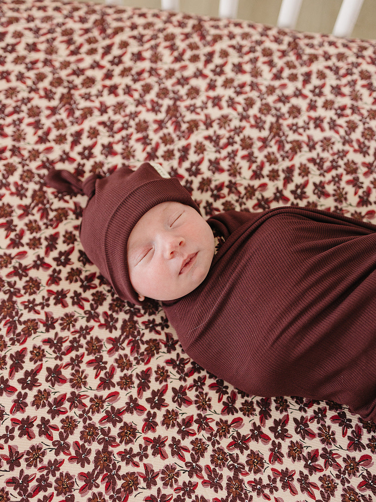 Burgundy Ribbed Bamboo Newborn Knot Hat