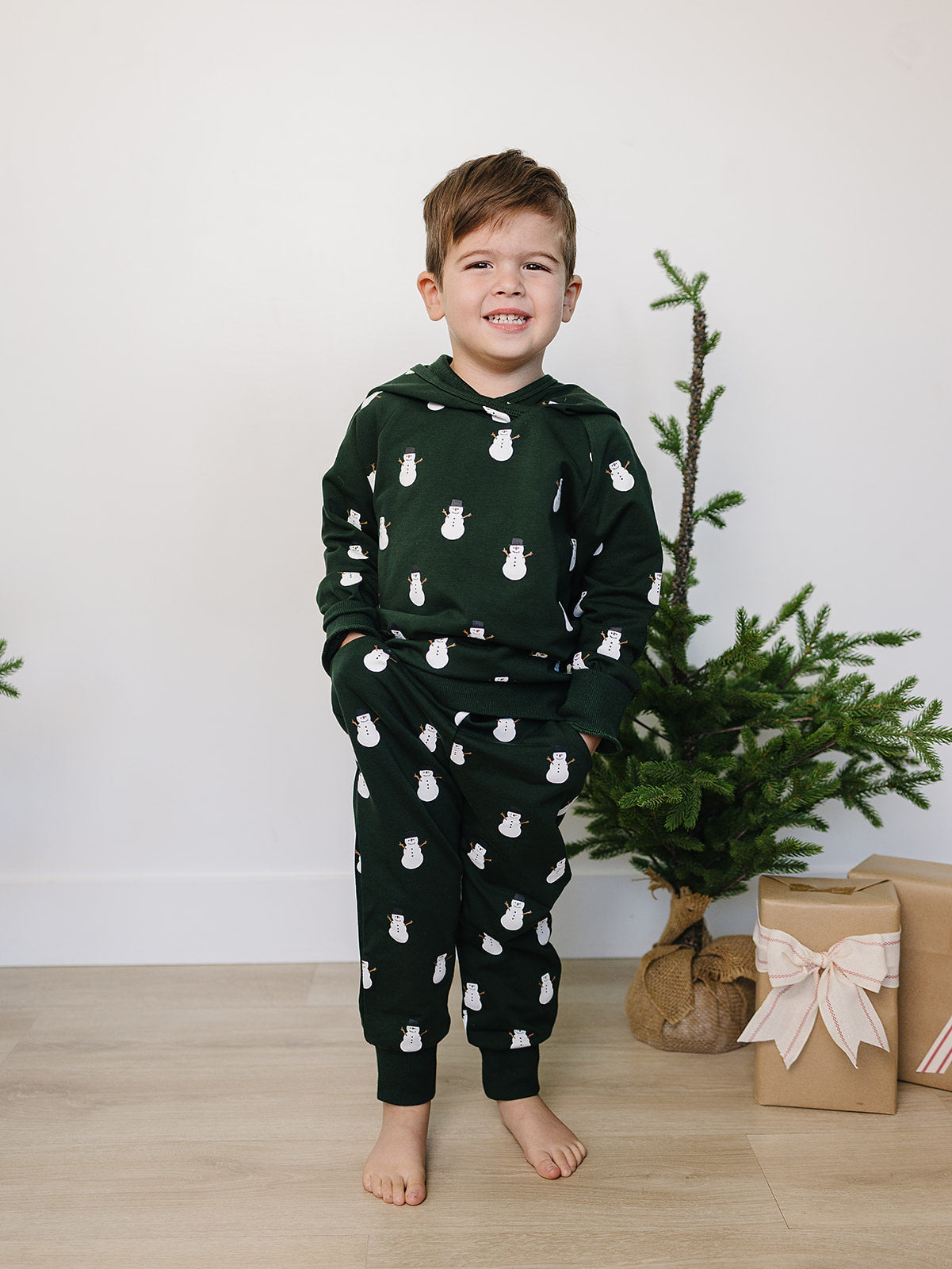 Green Snowman Hooded French Terry Set