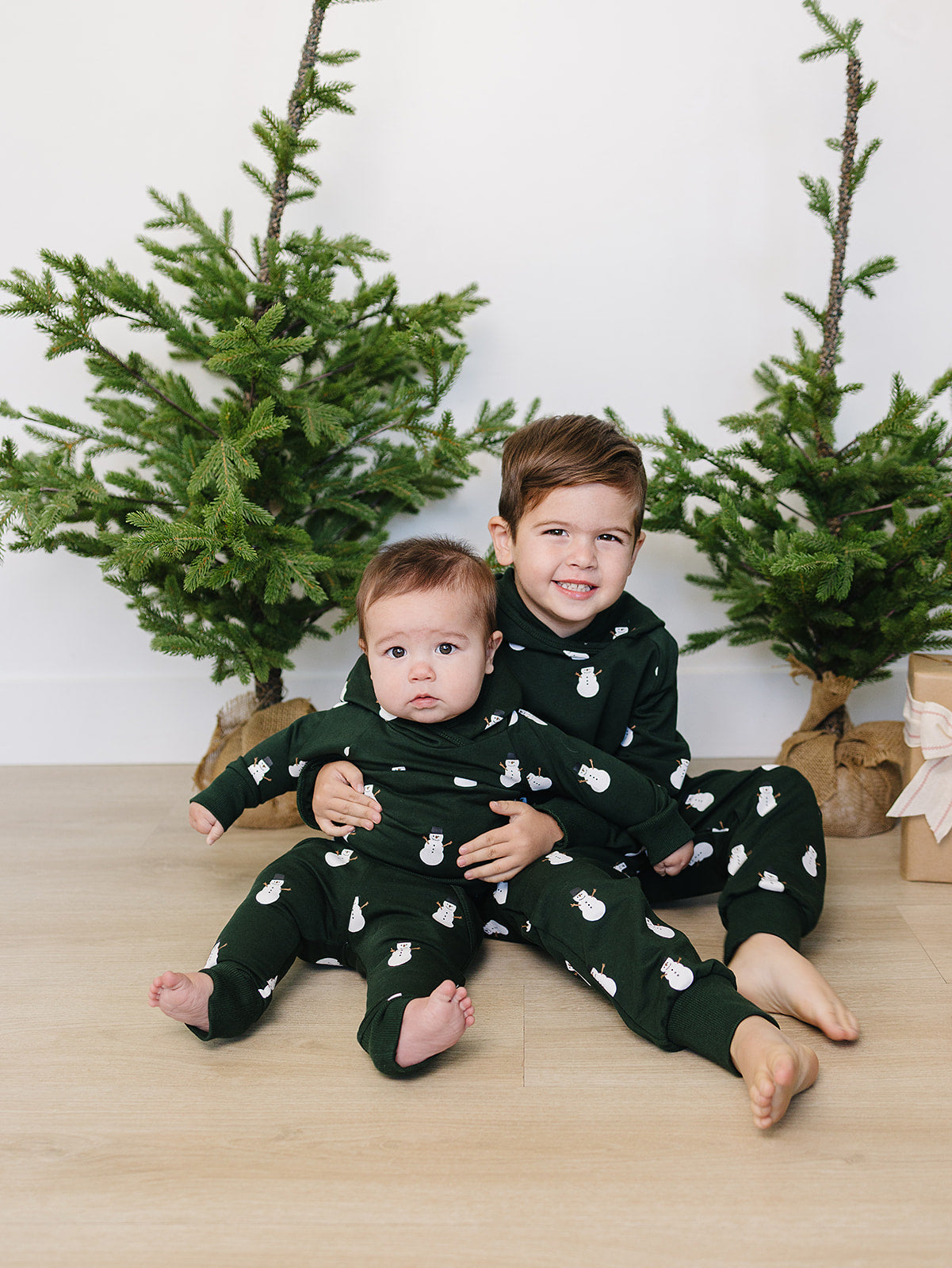 Green Snowman Hooded French Terry Set
