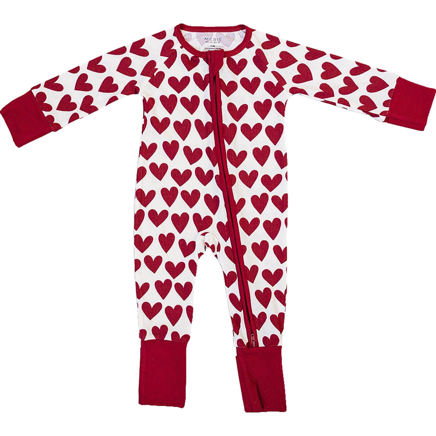Hearts Ribbed Bamboo Zipper