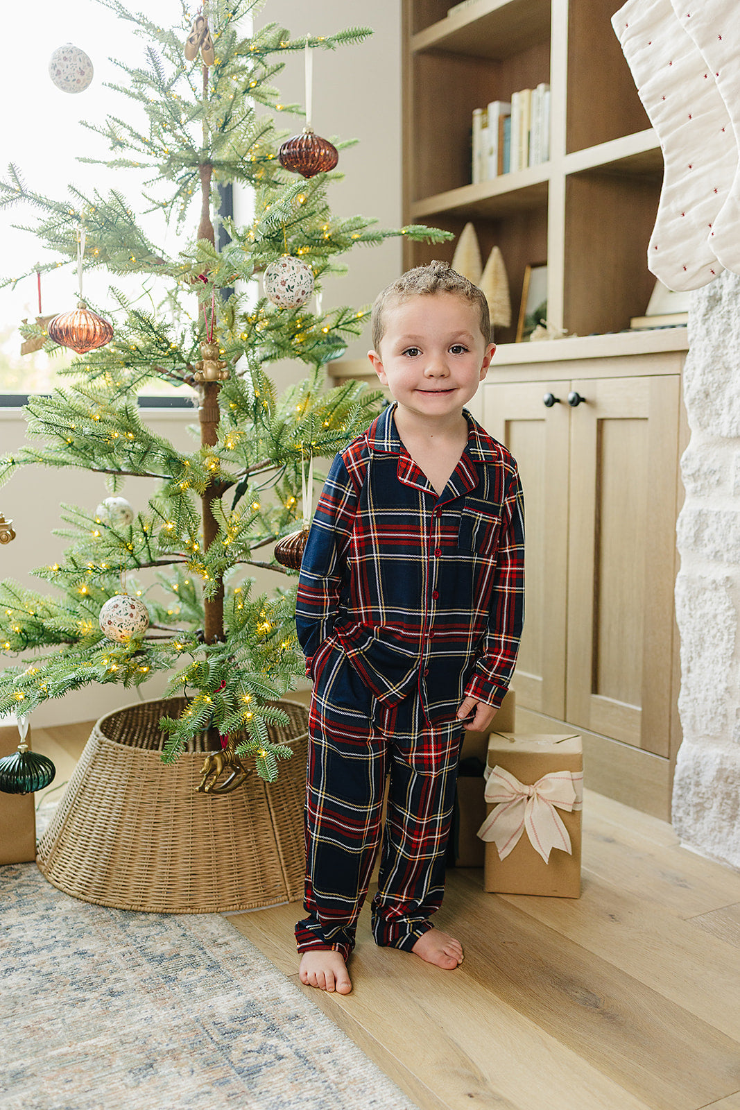 Christmas Plaid Collared Lounge Set