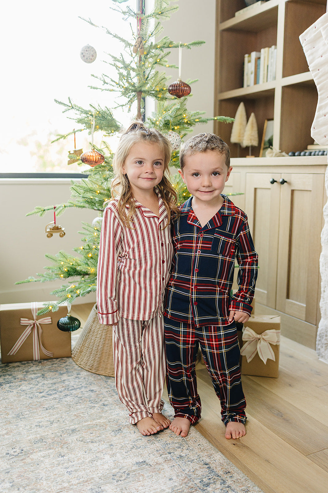 Christmas Plaid Collared Lounge Set