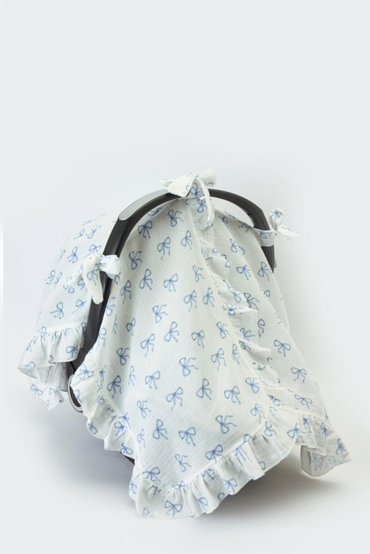 Baby Car Seat Cover - Ribbon / Blue