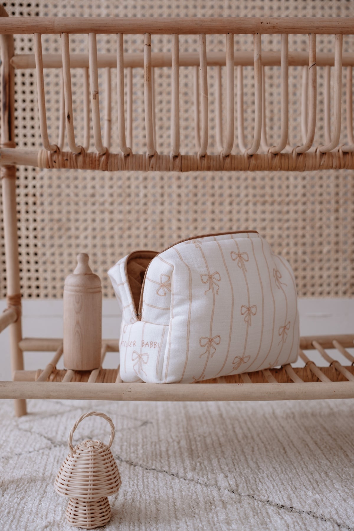 Diaper Pouch - Ribbon/Beige