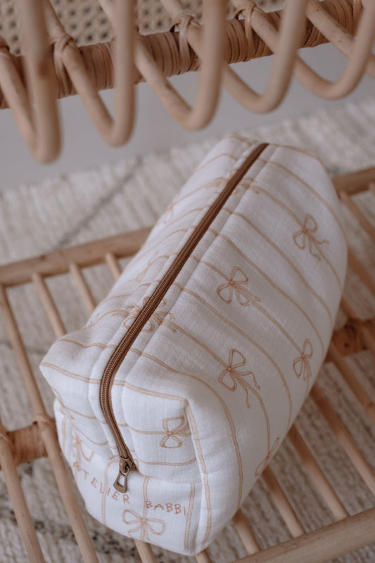 Diaper Pouch - Ribbon/Beige
