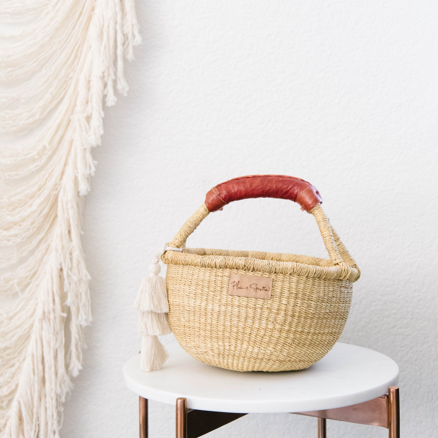 Cognac Handle<br>Small Market Basket