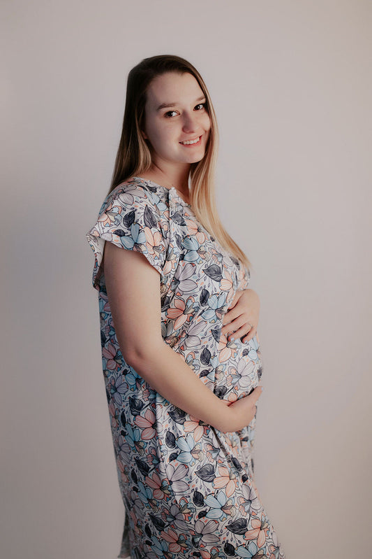Flower Bloom Labor and Delivery Nursing Hospital Gown