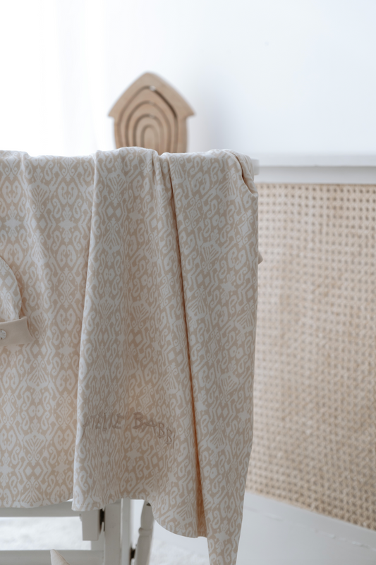 Double-Sided Baby Blanket - Ikat / Beige