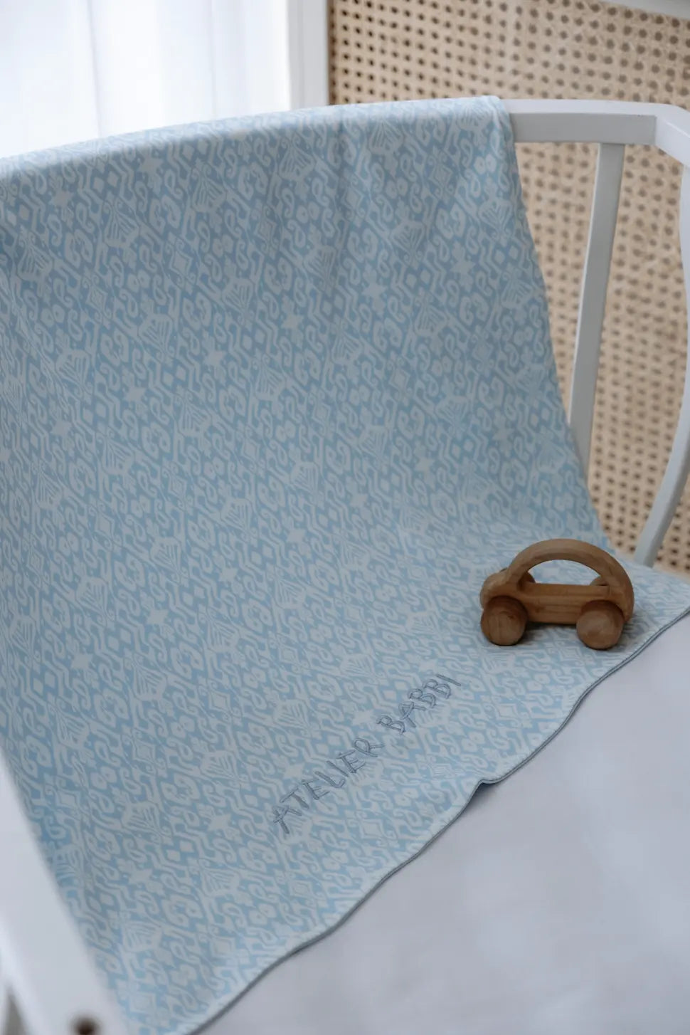 Double-Sided Baby Blanket - Ikat / Blue