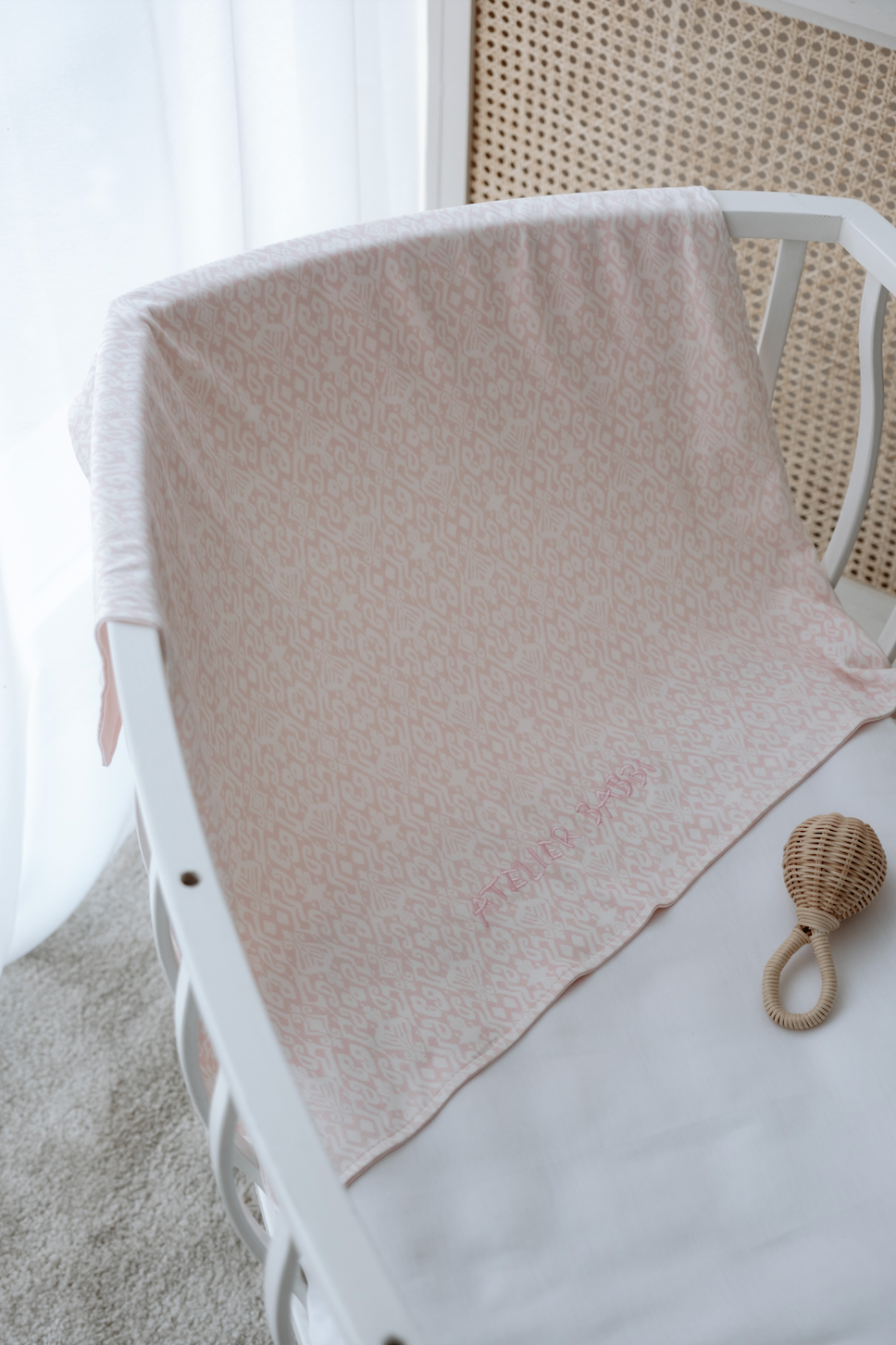 Double-Sided Baby Blanket - Ikat / Pink